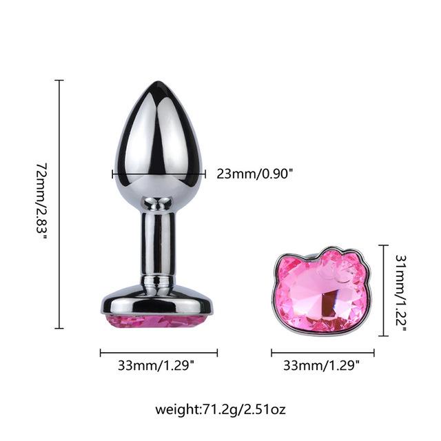 Cute Cat Face Crystal Stainless Steel Metal Anal Plug Stimulator Anal Sex Toys Prostate Massager Dildo Sexy Masturator for Adult