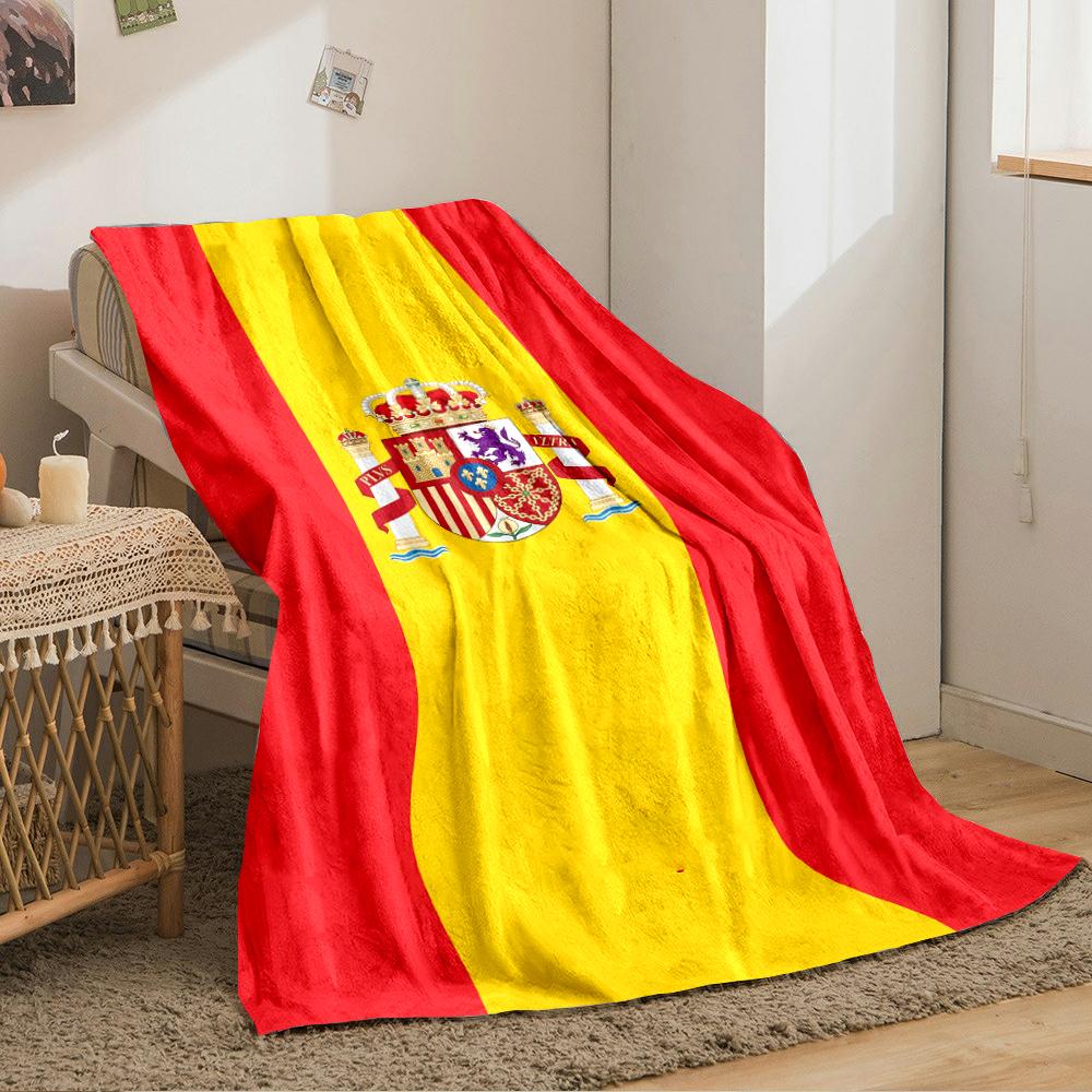 Spain Flag Emblem Designed Flannel blanket for bedroom, living room, sofa, and nap