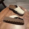 Muffin Thick Bottom Heightening Versatile Lazy Fashion Cool Slippers Women's Wear 2025 Summer New Retro Bag Head Half Slippers