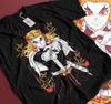 Flame Warrior Anime Graphic Black T-Shirt 521 ON TREND Unisex T-Shirt