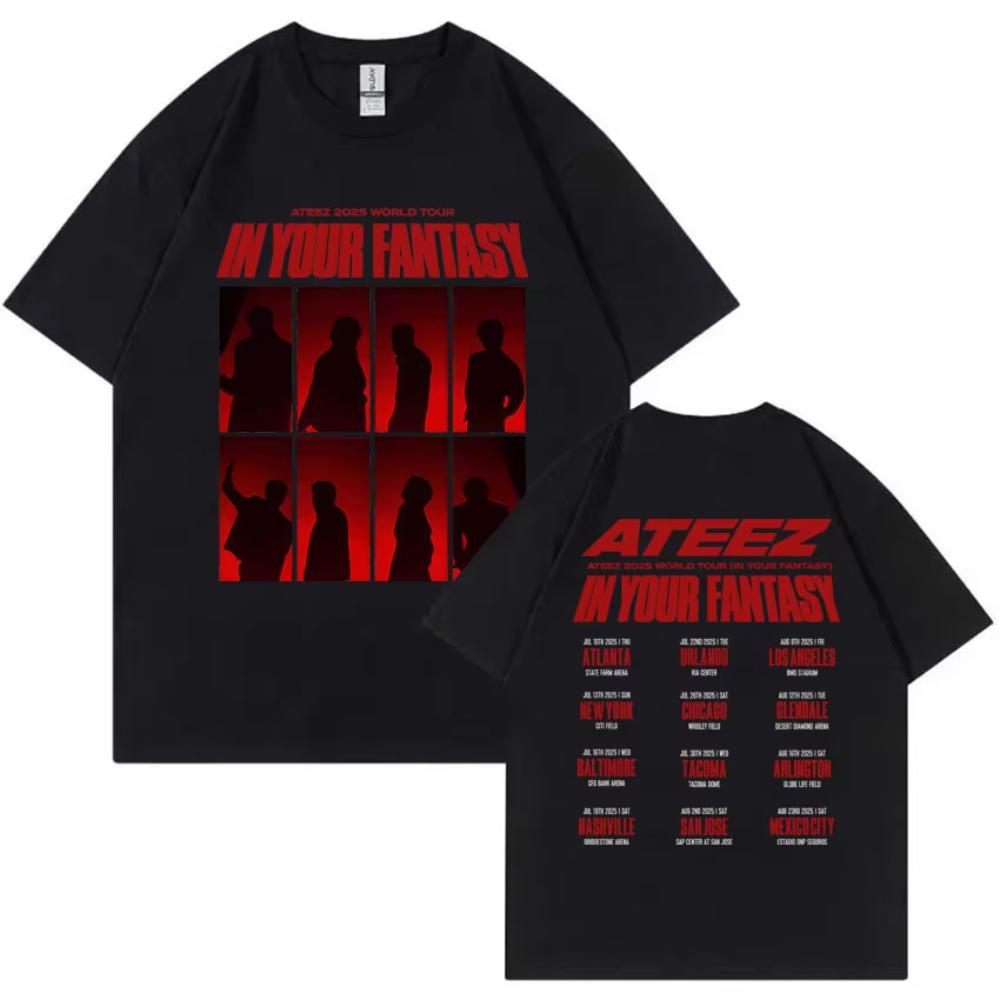 ATEEZ In Your Fantasy 2025 World Tour Tshirt Unisex Oversized Tshirts Men Womens Korean Fashion Trend T Shirts Kpop Streetwear