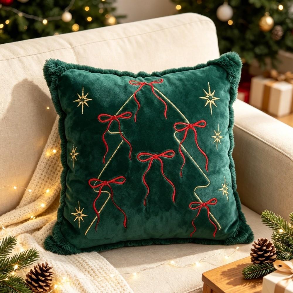 Bell Snowflake Throw Pillow Covers Xmas Tree Tufted Pillow Covers  Sofa Decor