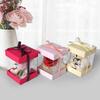 10-Pack Pink Mini Transparent Square Gift Boxes with Bow - Cute Folding Packaging
