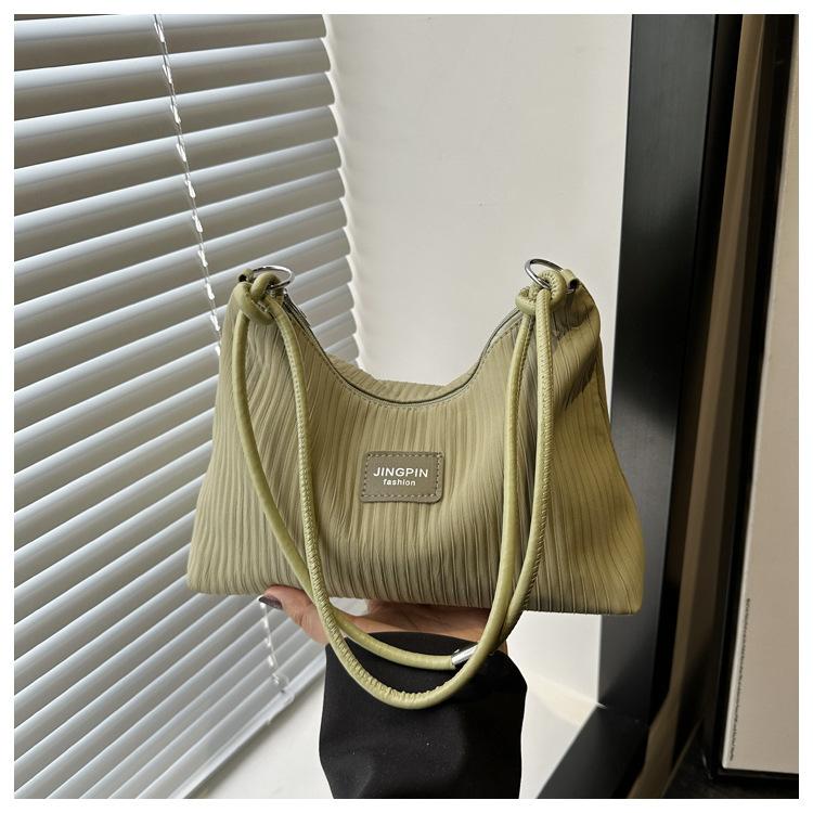 Casual Large Capacity Indentation Stripes Fresh and New Summer Style Commuting Solid Color One Shoulder Underarm Handbag