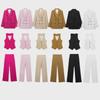 2023 Autumn Women's Simple Double-Breasted Suit Jacket & Vest Pants Set