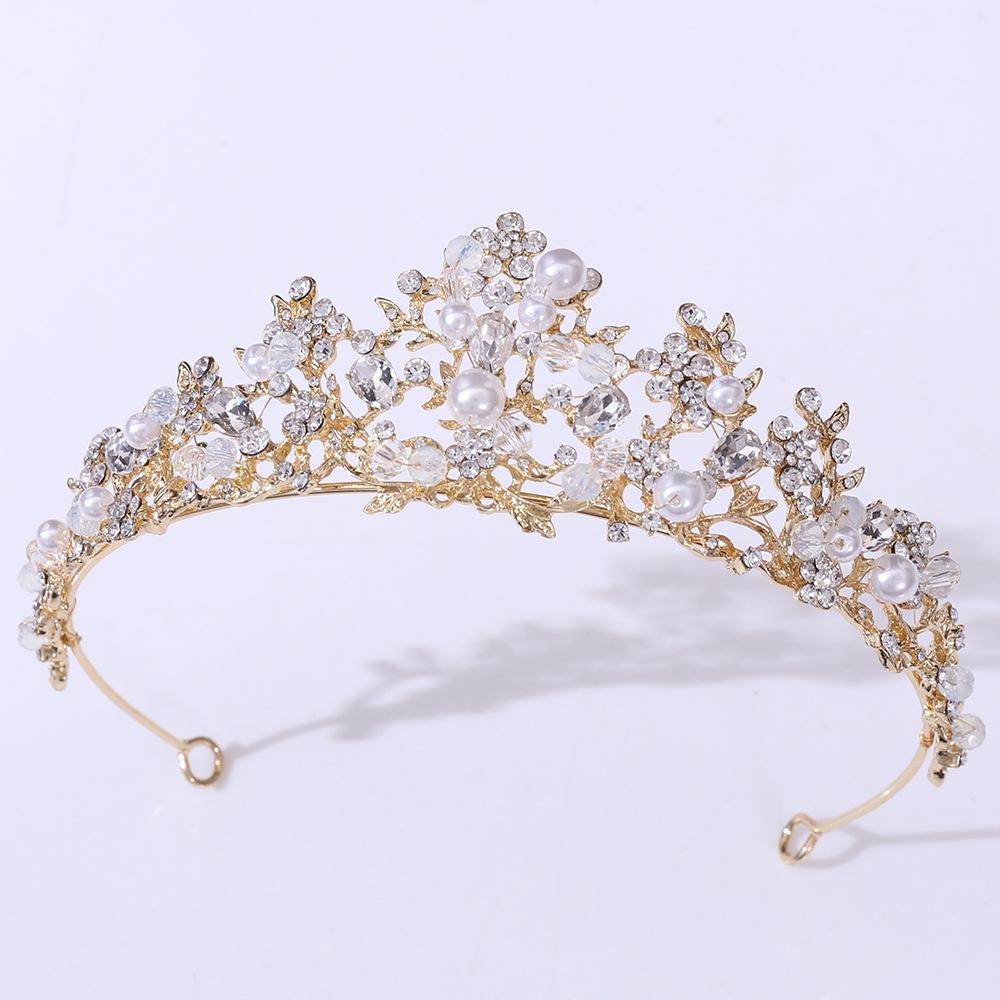 Bridal Pearl Handmade Crown Silver Branch Princess Crown Tiara Crown Headband Birthday Crown Hair Accessories