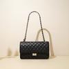 Leather Caviar Rhombus Chain Bag First Layer Cowhide Chain Single Shoulder Crossbody Small Square Bag New