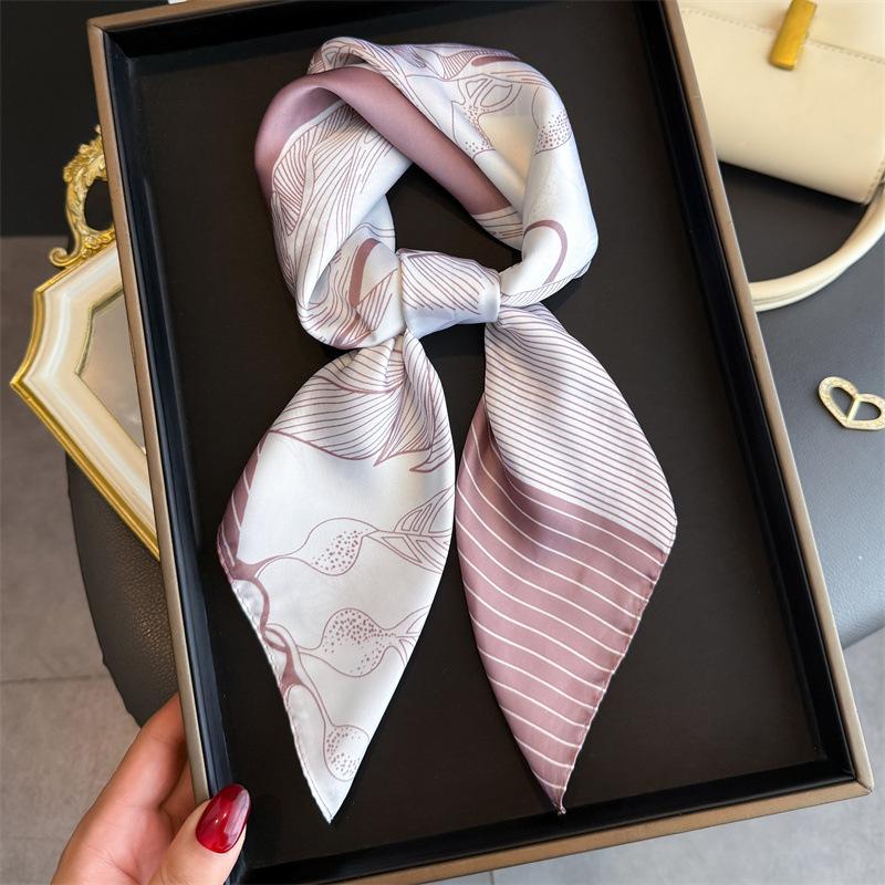 Blue and White Art Printing Fashion Silk Scarf Square Scarf High-end Shawl Sunscreen Neck Small Square Scarf Headscarf Women's Scarf