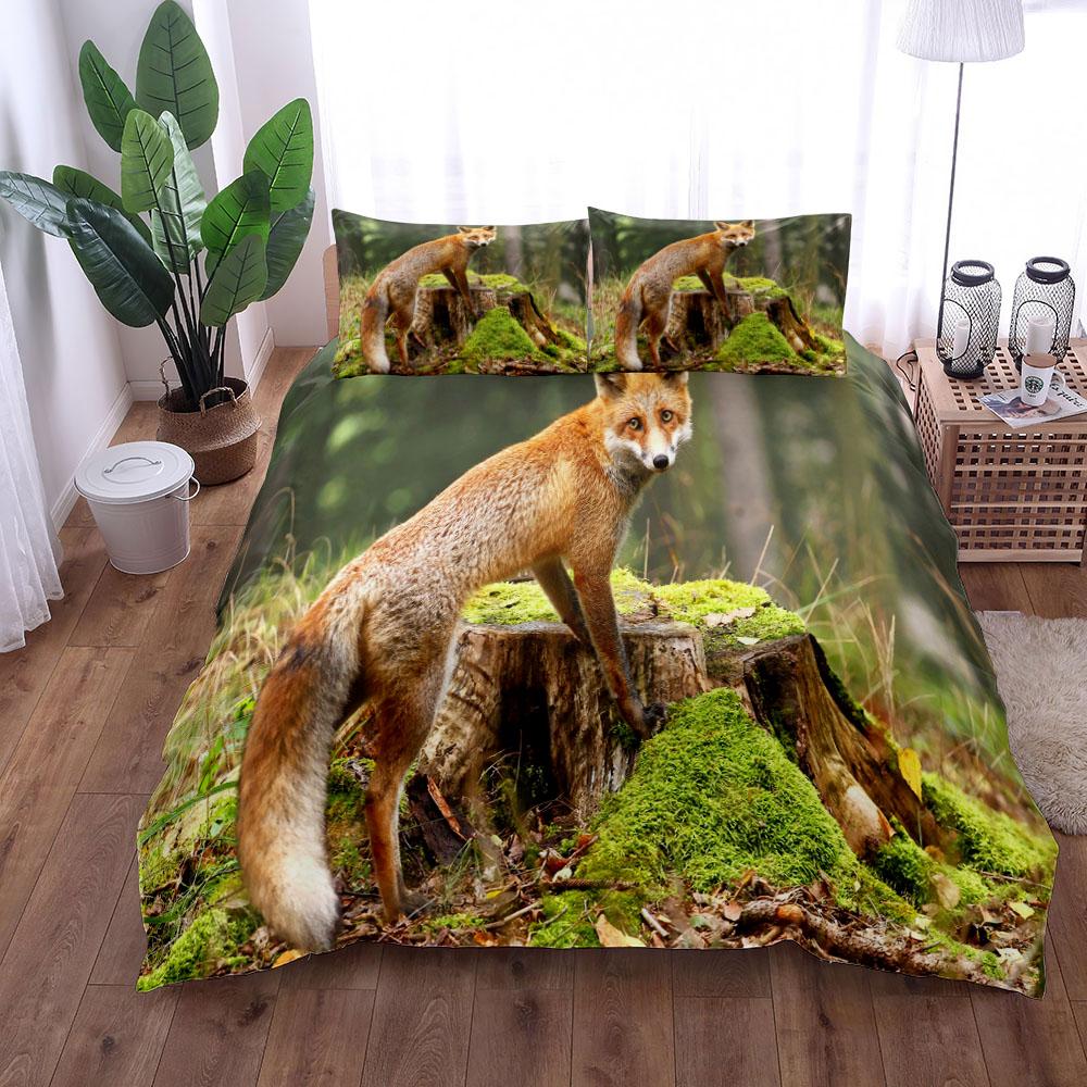Retro Foxes Duvet Cover Set Double King Full Queen Size Bed Linen Set