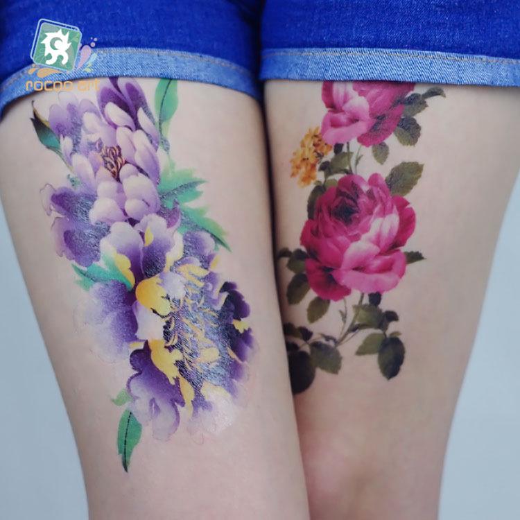 Ruicailong Waterproof 3D Floral Arm Tattoo Stickers for Women - Elegant and Sexy Design