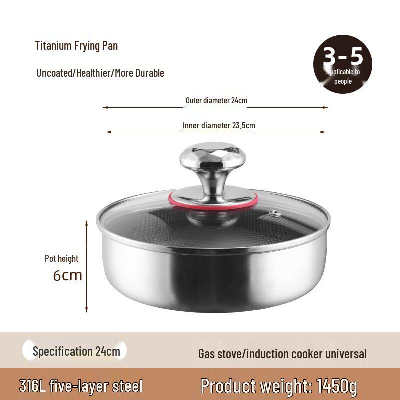 ZISIZ Portable Camping Titanium Frying Pan with Lid