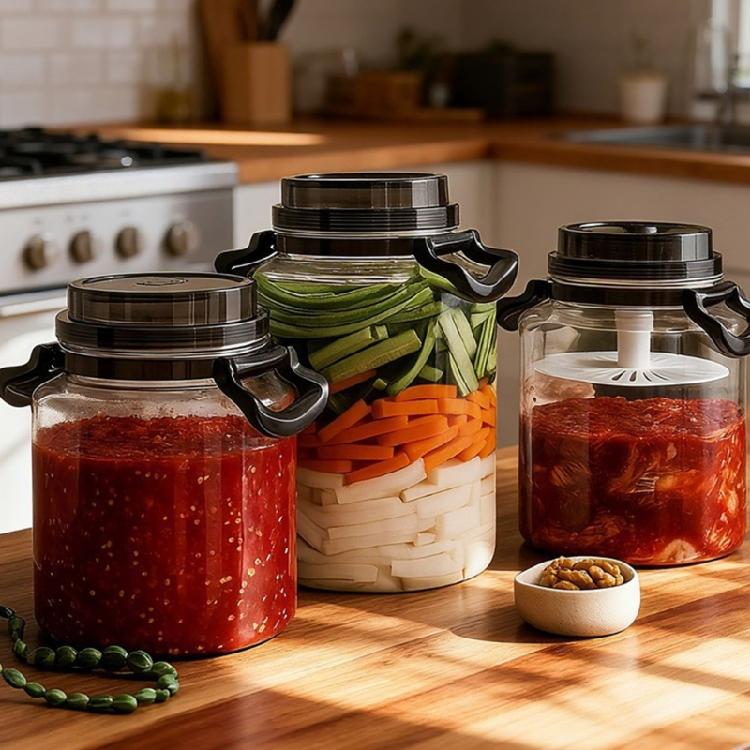 Large Pickle Jar With Handle Plastic Sealed Container For Kitchen Basement Or Outdoor Cooking Activities