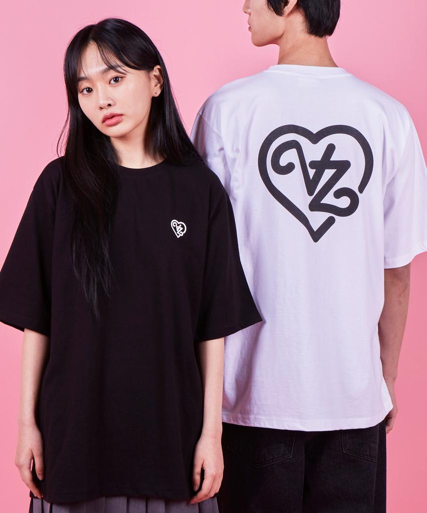 Bajal Vz Line Heart Short Sleeve T-Shirt (2 Colors)