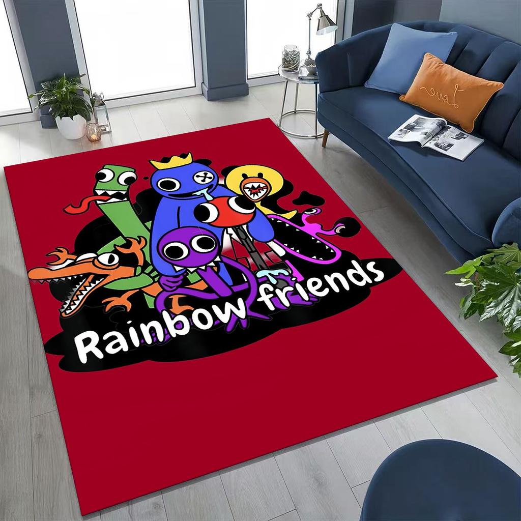 Spel 3D R-Rainbow F-Friends Tecknad Konstmatta för Sovrum Vardagsrum Soffa Hem Dörrmatta Dekor, Stor Barnlek Halkfri Golvmatta