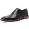 Foxsense Leder Businesskleid Premium Echtes Leder mit Innenfutter Leicht und Größe Herrenschuhe, Straight-Tip, Wingtip, Wasserdicht, Formal, Schwarz,