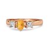 Anel Elegante de Três Pedras Citrino - Prata Esterlina 925 Banhado a Ouro Rosa