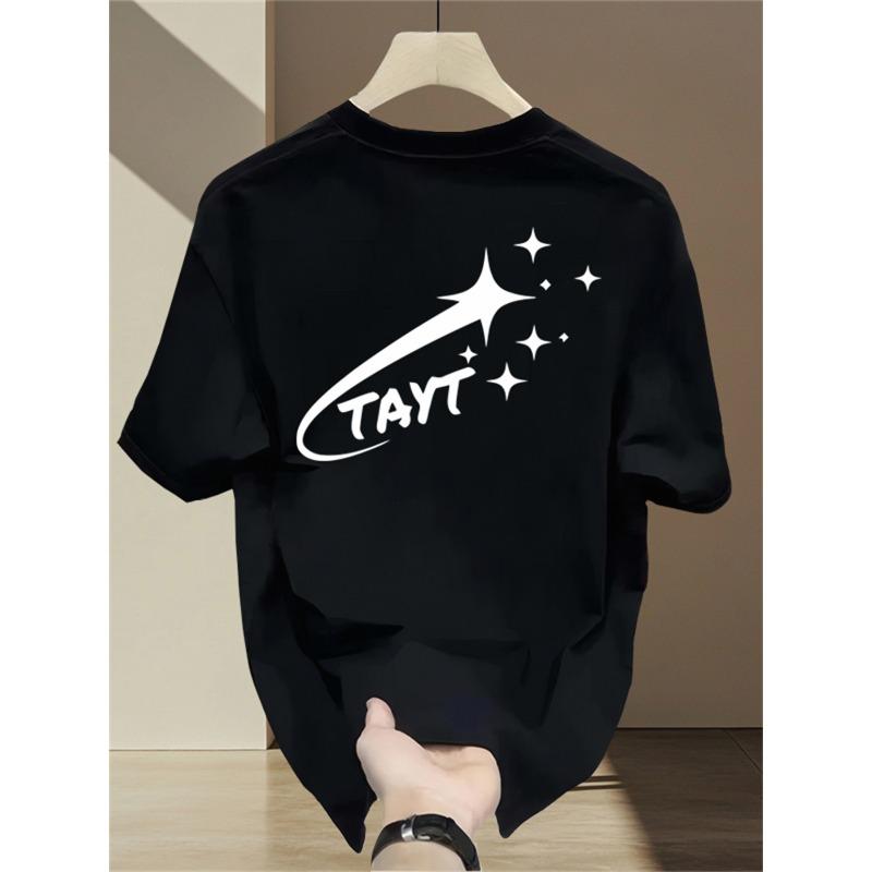 Heavy Pure Cotton Trendy Brand Printed Short-sleeved T-shirt Men's Summer New Large-size Versatile Casual Top