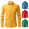 Top-Selling Men's Four-Sided Stretch Anti-Wrinkle Solid White Long-Sleeved Shirt for Business Casual Wear