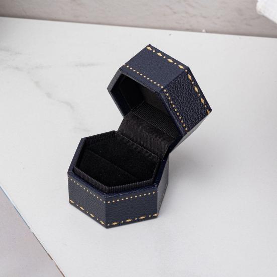 Ringæske, Sekskantet Fløjls Smykkegaveæske, Kompakt med Blød Svampebeskyttelse Elegant Design, Smykkeboks til Forlovelse, Forslag, Bryllup