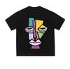 New Black Crew Neck Tshirt Cubism Abstract Geometric Face Art FrontPrint Unisex Cotton Short Sleeve Tee