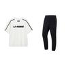 Li Ning Logo Print Locker Rundhals Kurzarm Top Schnelltrocknend Lange Hose Lässiger Sportanzug Unisex Anzug YHSU175-1+AYKU835-1