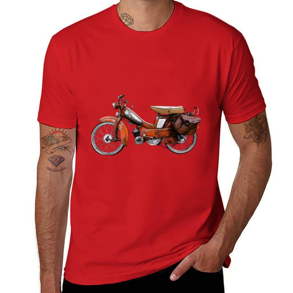 Vintage French Motobecane Moped . T-Shirt Customs Sublime Funnys Korean Fashion Mens Funny T Shirts