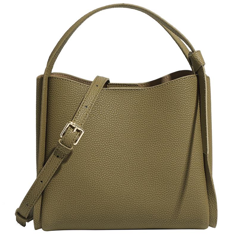 Women's 2025 Genuine Leather High-End Bucket Handbag - Shoulder & Crossbody Style