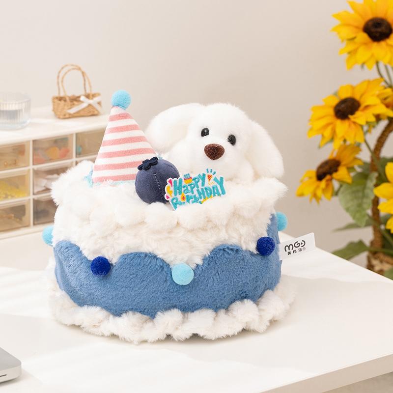 Tasty Fruit Birthday Cake Plush Toys Lovely Cartoon Animal Cake Toys Soft Cozy Birthday Party Decor Amusing Gift To Kids