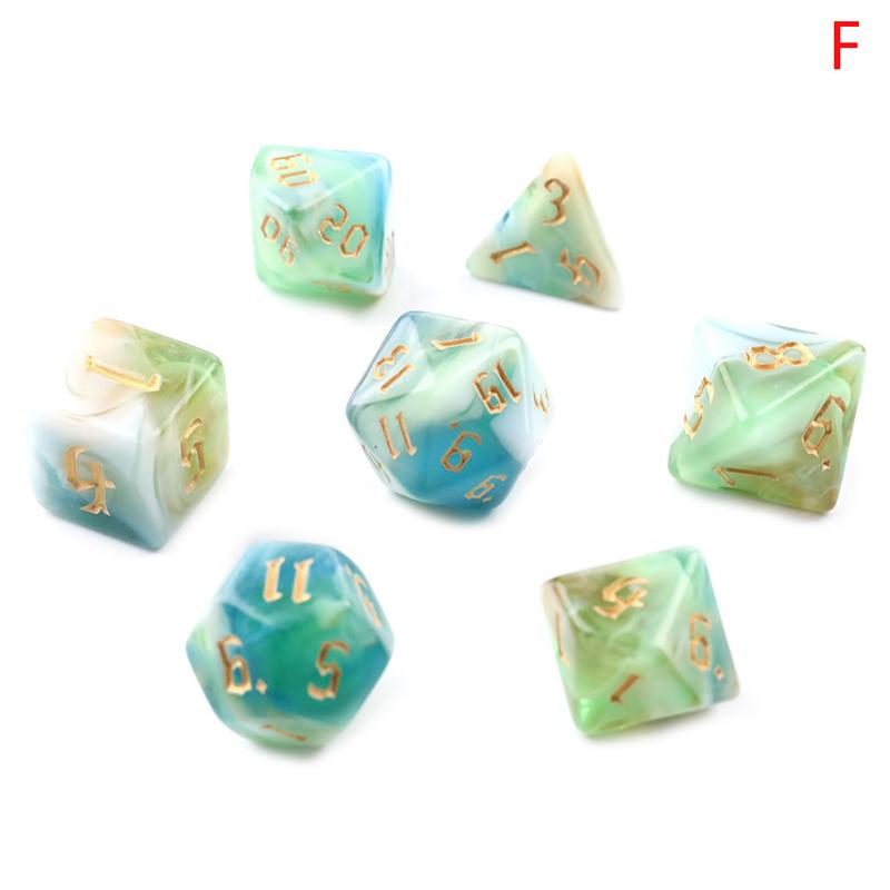 7pcs/set Polyhedral 7-Dice Two-Tone Swirl-DND Dice Set for RPG/MTG D4 D6 D8 D10 D% D12 D20 Dice Games Family Party Board Games