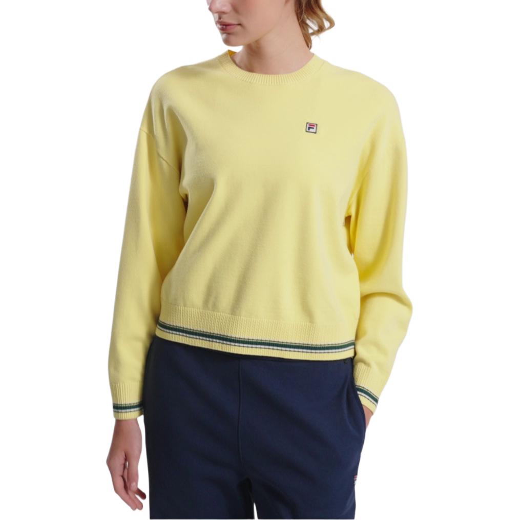 Fila Tennis Simple Classic Retro Sports Casual Versatile Comfortable Knitted Sweater Women Sweater Water-Yellow A11W613401FYE