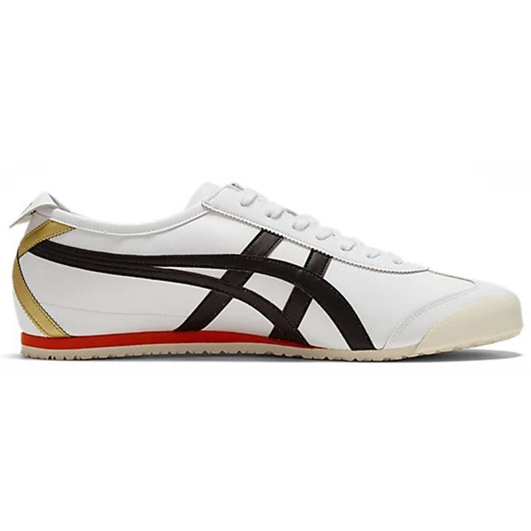 Onitsuka Tiger Unisex Mexico 66 White Black Red Low-Top Leather Sneakers 1183C080-100