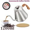 1200ml Gooseneck Kettle With Thermometer,Anti-Hot Handle Coffee Pot,Stainless Steel Pour Over Kettle for Drip Coffee,Stove Top
