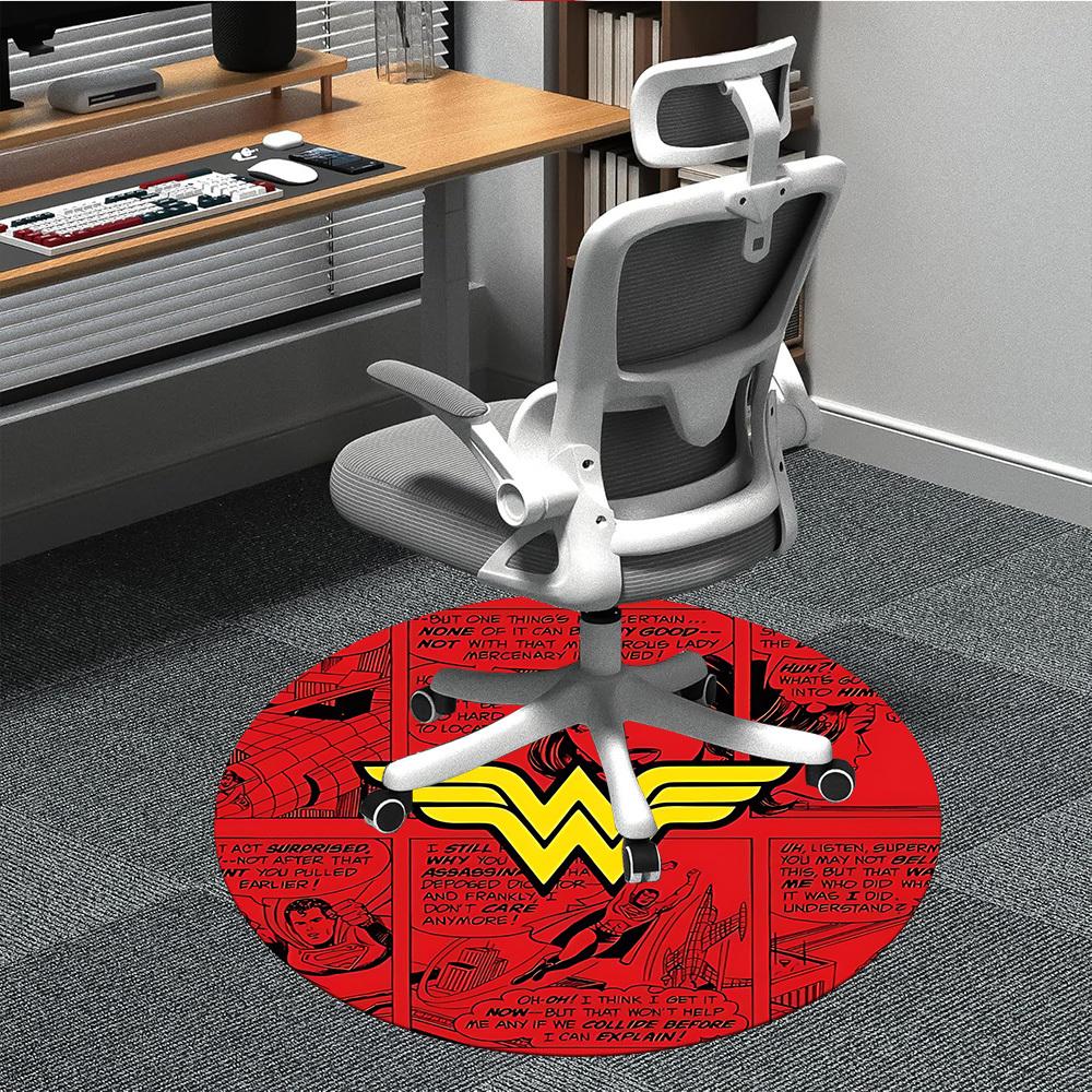 1pc Wonder Woman Superman Office Round Area Rug, Under Office Chairs Bedroom Living Room Home Decor, Room Deco, Available In Various Sizes