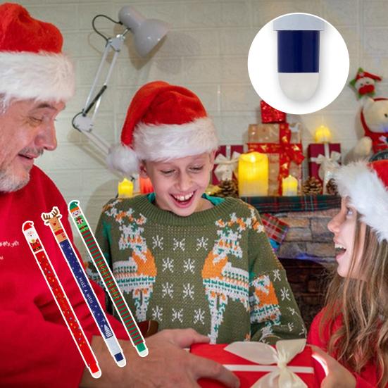 Radierbarer Stift Set Weihnachtsthema Stift Weihnachtsmann Rentier Elf Design Schreibstifte Bürobedarf für Schüler Lehrer