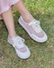 [Tact Troyme] Easy Round Toe Leather Mesh Lace-up Flat Sneakers [EASY]