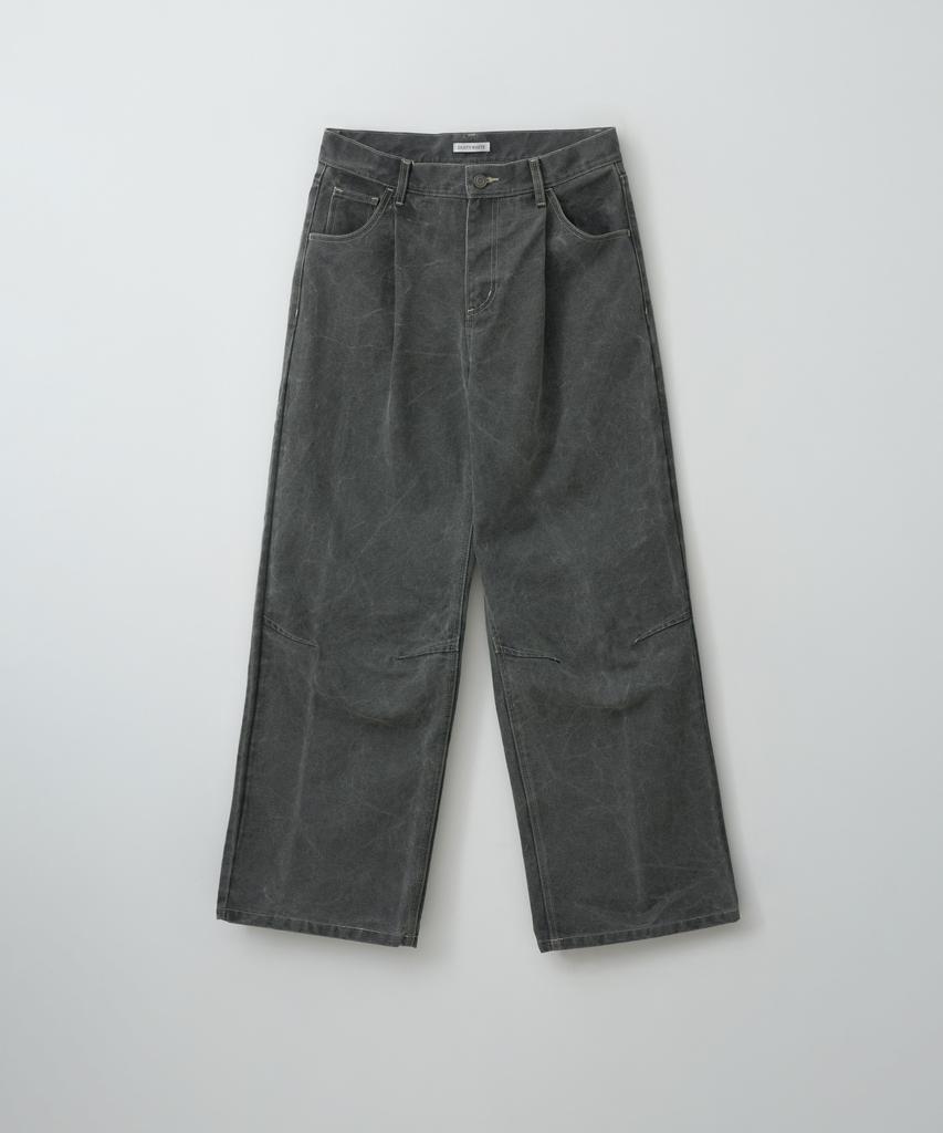DUSTYWHITE Gray Dirty Washed Oxford Wide Tuck Pants