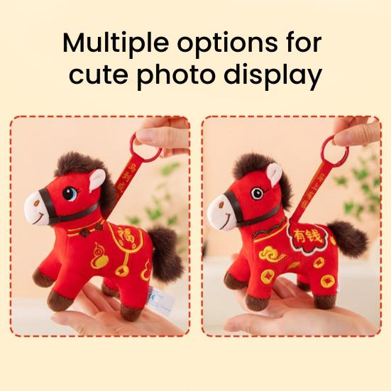 Stuffed Horse Doll Toy Chinese Year of The Horse Statue Plush Zodiac Horse Ornament Lucky Mascot Feng Shui Decoration for Adult Kids Friend Family