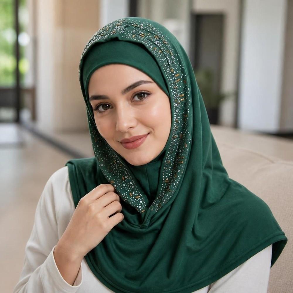 Soft Elastic Instant Hijab Cap Stretchable Head Wrap Hat Fashion Pull on Hijab Daily Wear