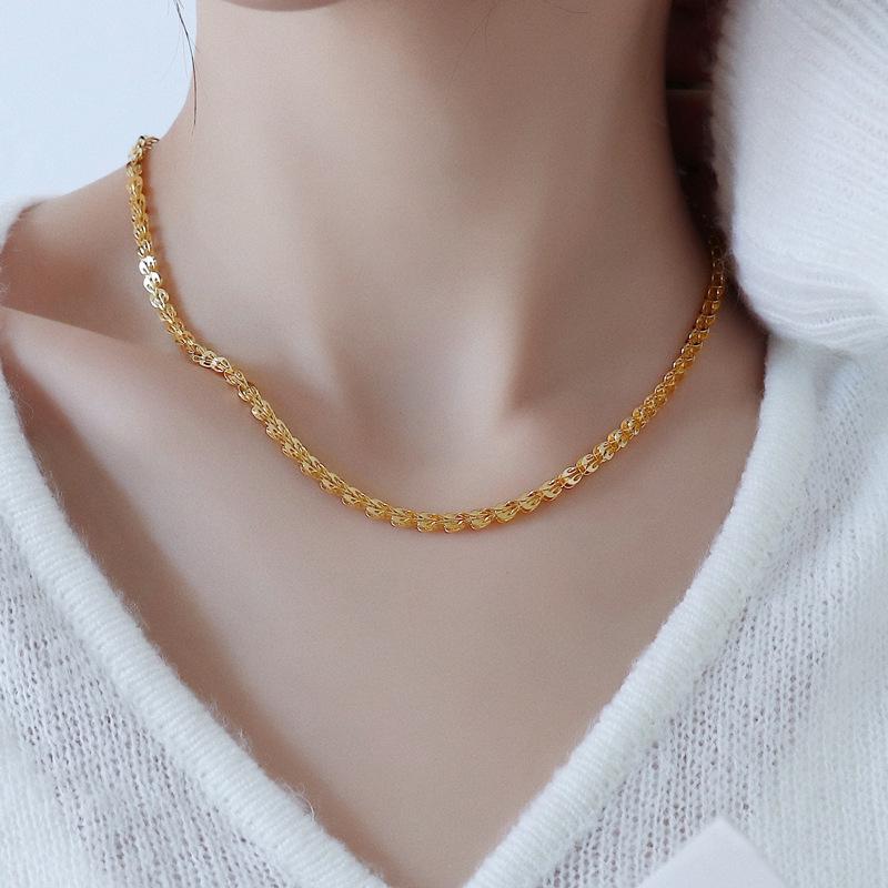Collana Retro Design Francese Placcata Oro 18K per Donna