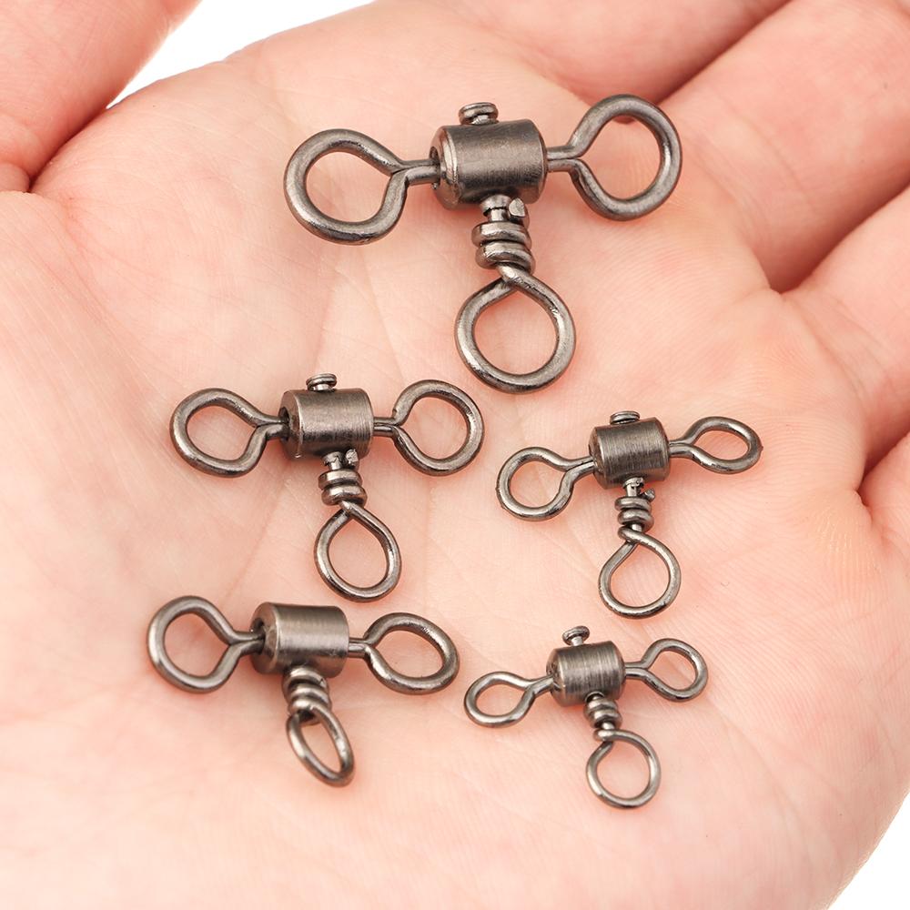 Durable Trident Srolling 3 Way Bearing Swivel Fishhook Connector T-shape Fishing Swivels Cross Line