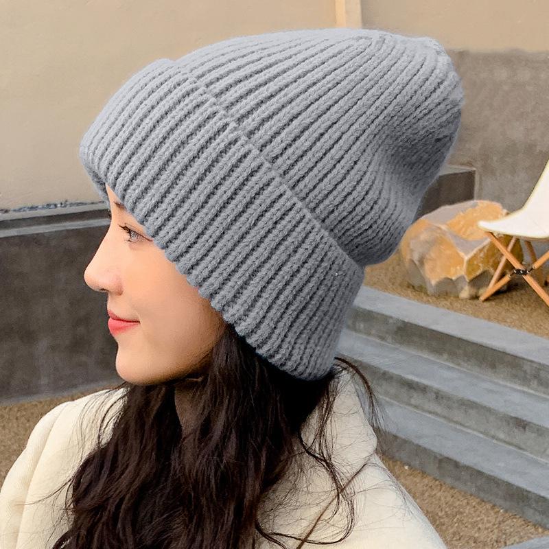 Women's Winter Knitted Wool Hat: Fashionable & Versatile Korean Style, Loose Pile, Thick & Warm.