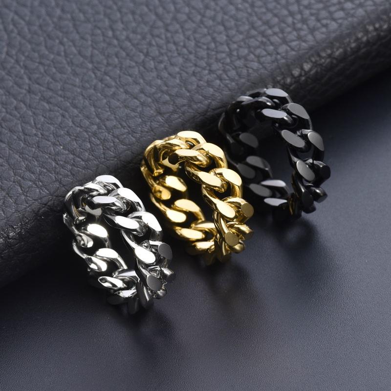 European and American Hipster Jewelry Chain Ring Personalized Men's Trend Simple Jewelry Ring