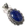Lapislazuli Edelstein Handgefertigt 925 Sterlingsilber Schmuck Anhänger 2.32" a2K82