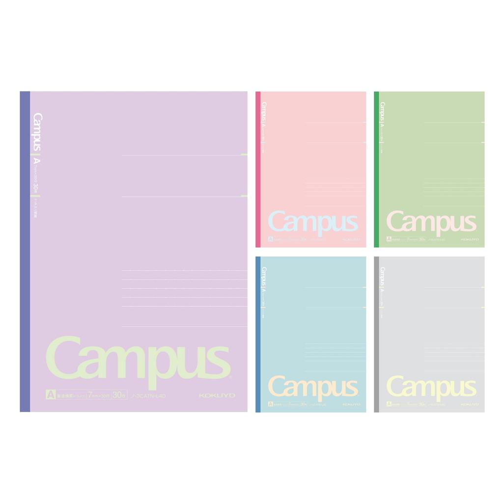 KOKUYO Campus Notebook, Limited Positive Smoky, Semi B5, A-Ruled with Dots, 30 Sheets, 5 Color Pack, No-3CATN-L40X5