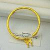 Gold Butterfly Bangle with Auspicious Inscription - Retro Chinese Style Open Bracelet