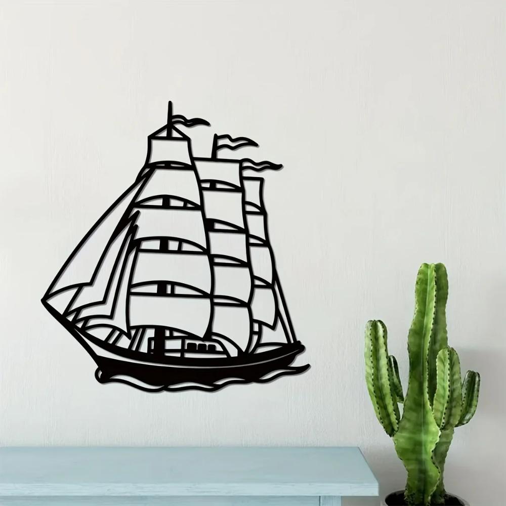 1 panneau mural en métal représentant un voilier, décoration de bateau à voile antique, thème nautique, cadeau parfait pour les amoureux de la mer