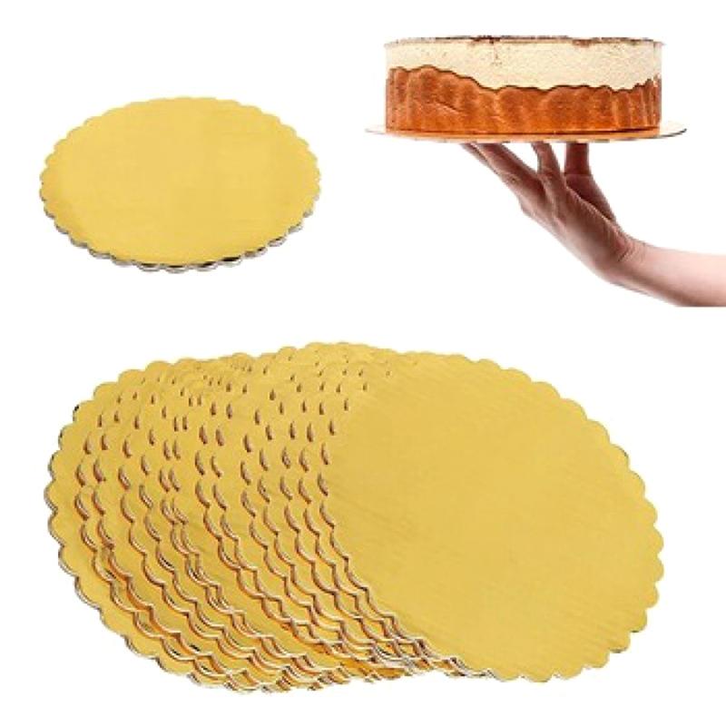 4/5/6/7/8/10 Inch Golden Round Cake Boards Circle Cardboard Base Cupcake Dessert Tray Birthday Party Cake Decorating Supplies
