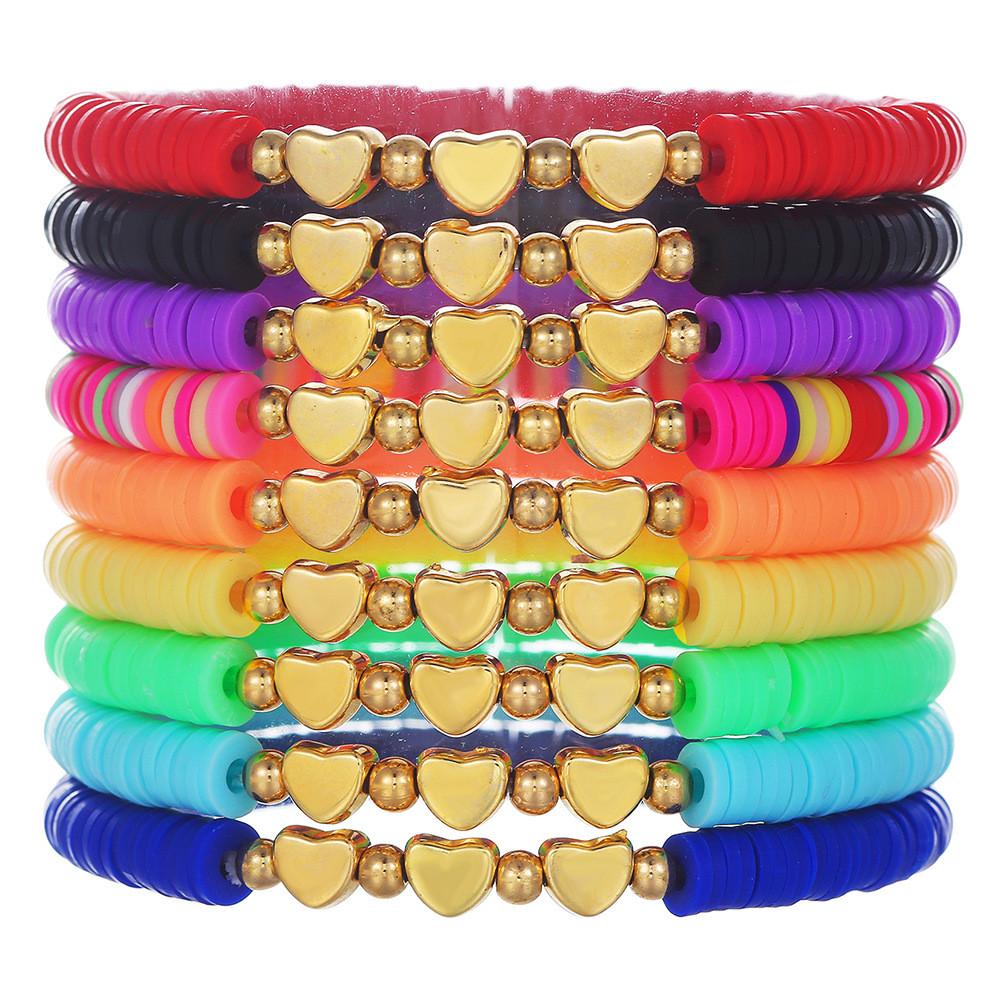 Bohemian Beaded Bracelets Set With Colorful Acrylic Round Geometric Design For Women