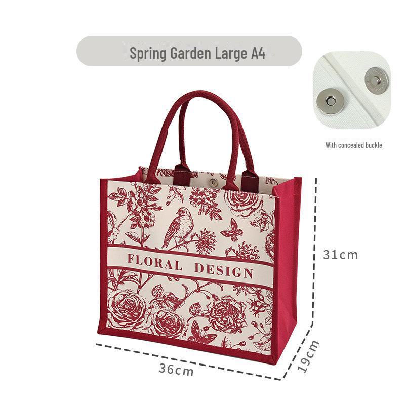 Große Tragetasche aus Canvas mit 3D-Blumenmuster und individuellem Band – ideal für Firmenwerbung