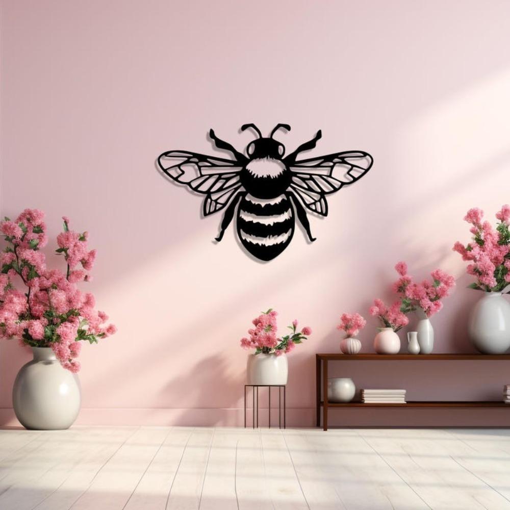 3D Metal Bumble Bee Wall Art, Handmade Insect Decor for Porch, Garden, Farmhouse Living Room